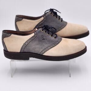 Duck Head Men's Crosby Suede Saddle Oxford Shoes Tan Grey Preppy Sz 10.5A S0049